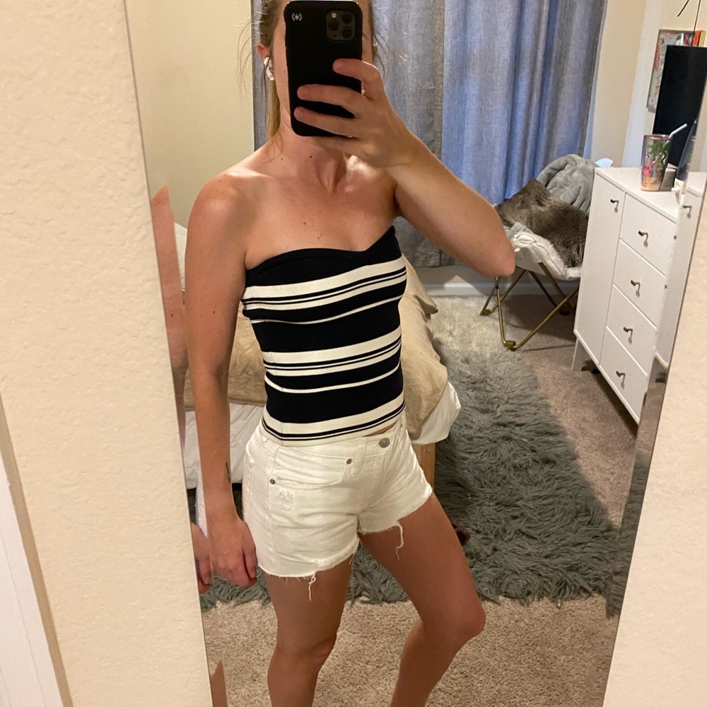 Babaton navy stripe tube top size XS